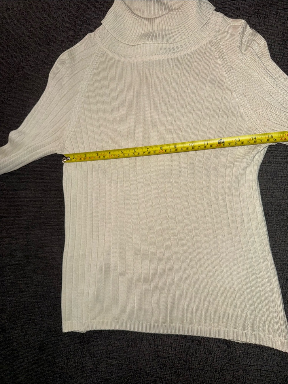 Vintage Talbots 100% Silk Turtleneck Sweater M Ivory Y2K Preppy Ribbed - Picture 7 of 10